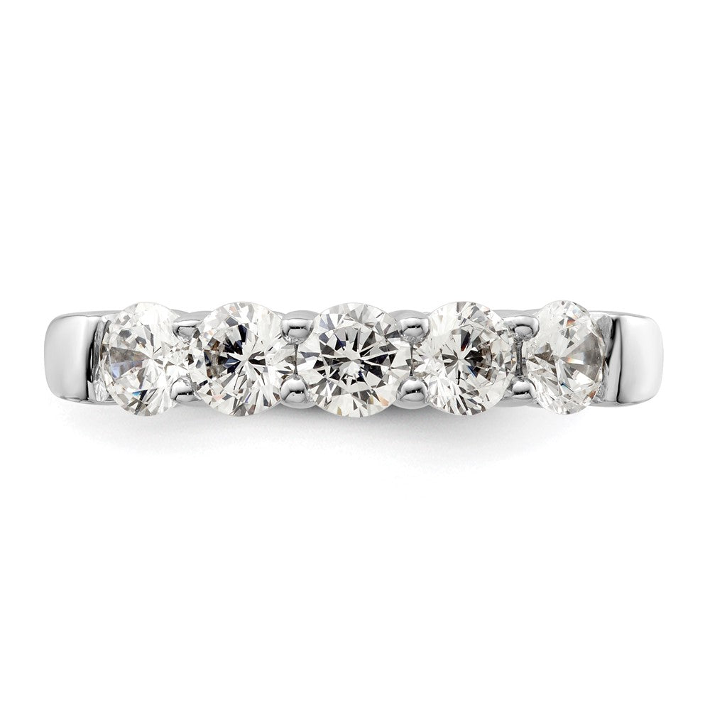 14K White Gold 5-Stone Shared Prong (Holds 5-4.3mm Round) Diamond Band Mounting