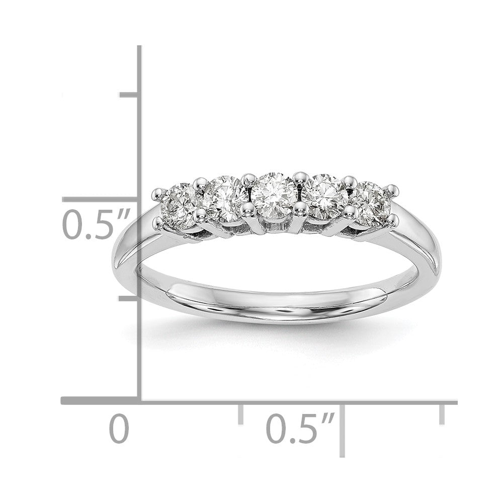 14K White Gold 5-Stone Shared Prong (Holds 5-2.9mm Round) Diamond Band Mounting