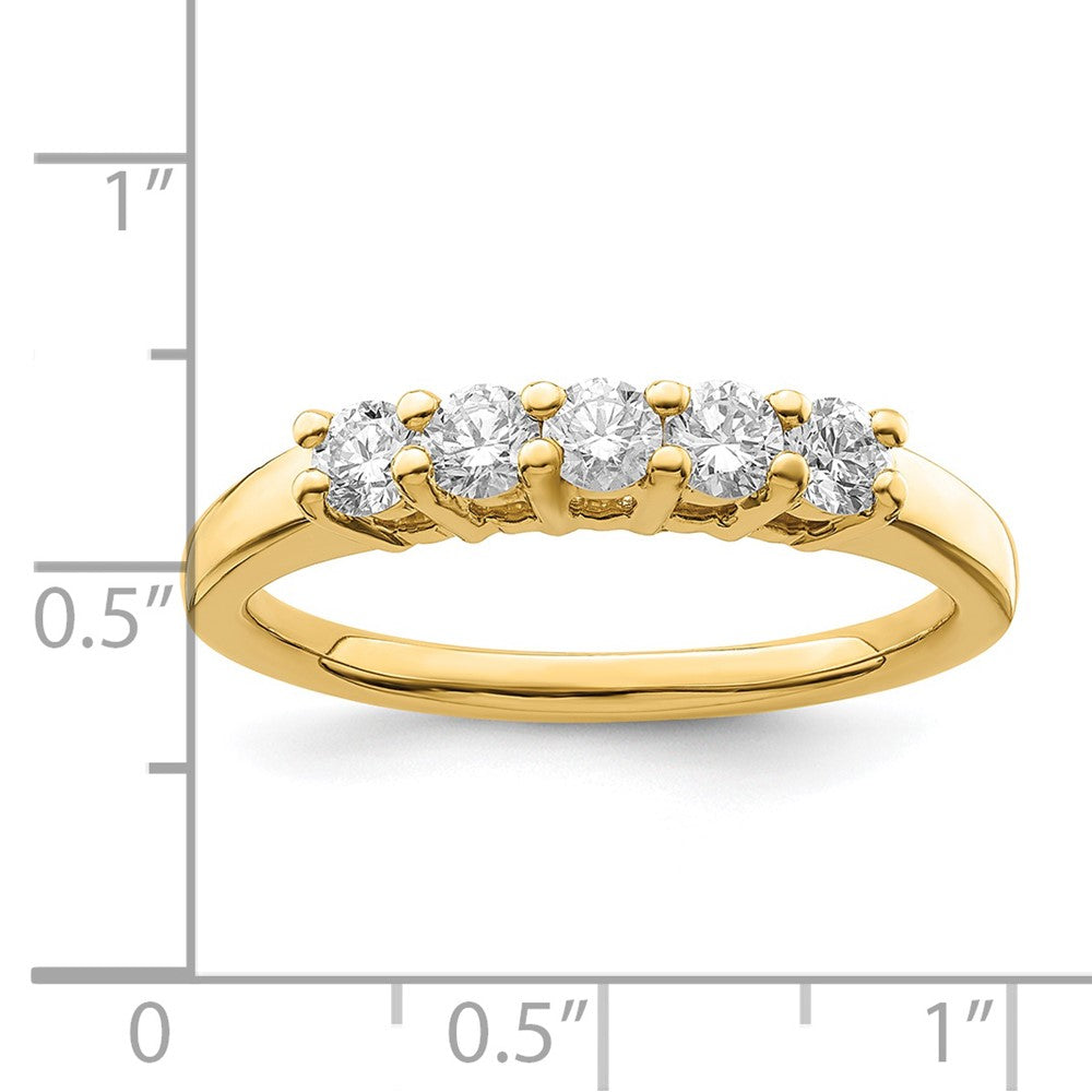 14K Yellow Gold 5-Stone Shared Prong (Holds 5-2.9mm Round) Diamond Band Mounting