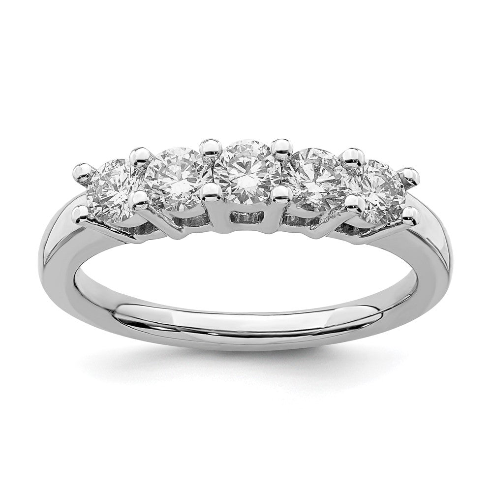 14K White Gold 5-Stone Shared Prong (Holds 5-3.4mm Round) Diamond Band Mounting