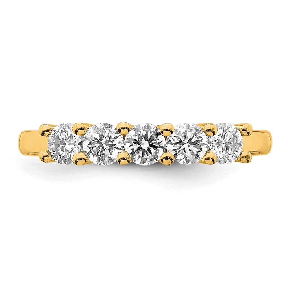 14K Yellow Gold 5-Stone Shared Prong (Holds 5-3.4mm Round) Diamond Band Mounting
