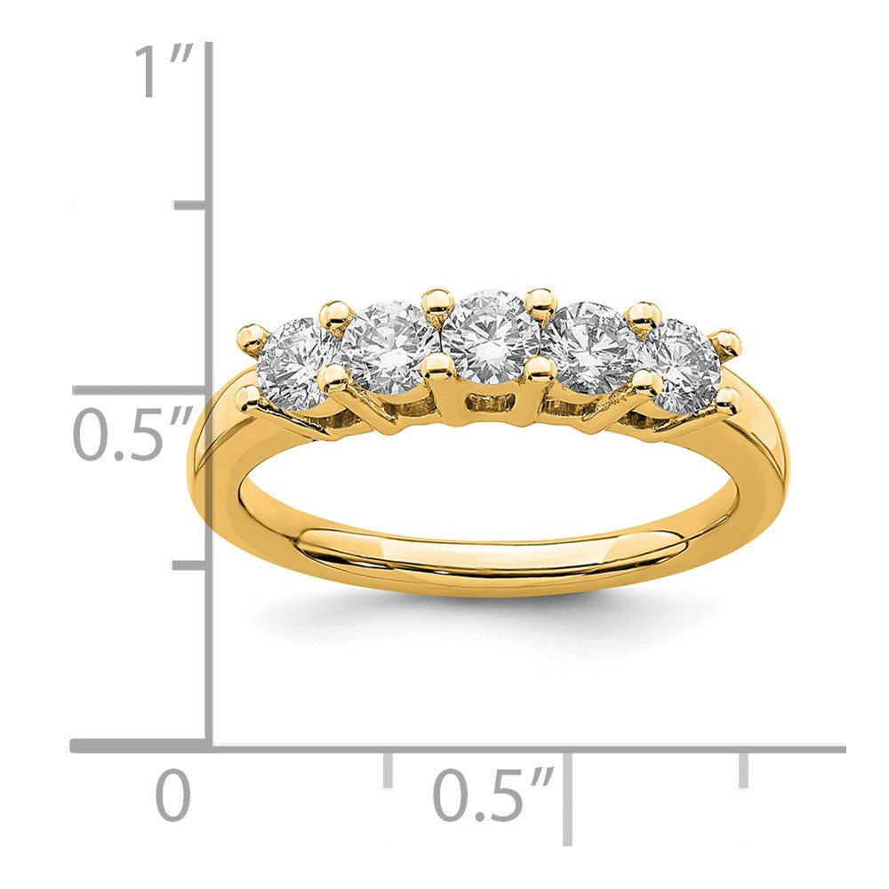 14K Yellow Gold 5-Stone Shared Prong (Holds 5-3.4mm Round) Diamond Band Mounting