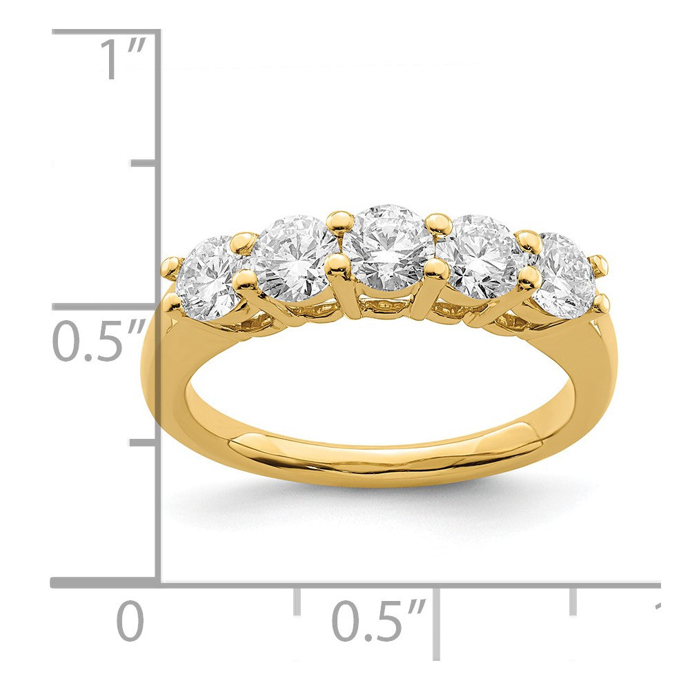 14K Yellow Gold 5-Stone Shared Prong (Holds 5-4.1mm Round) Diamond Band Mounting
