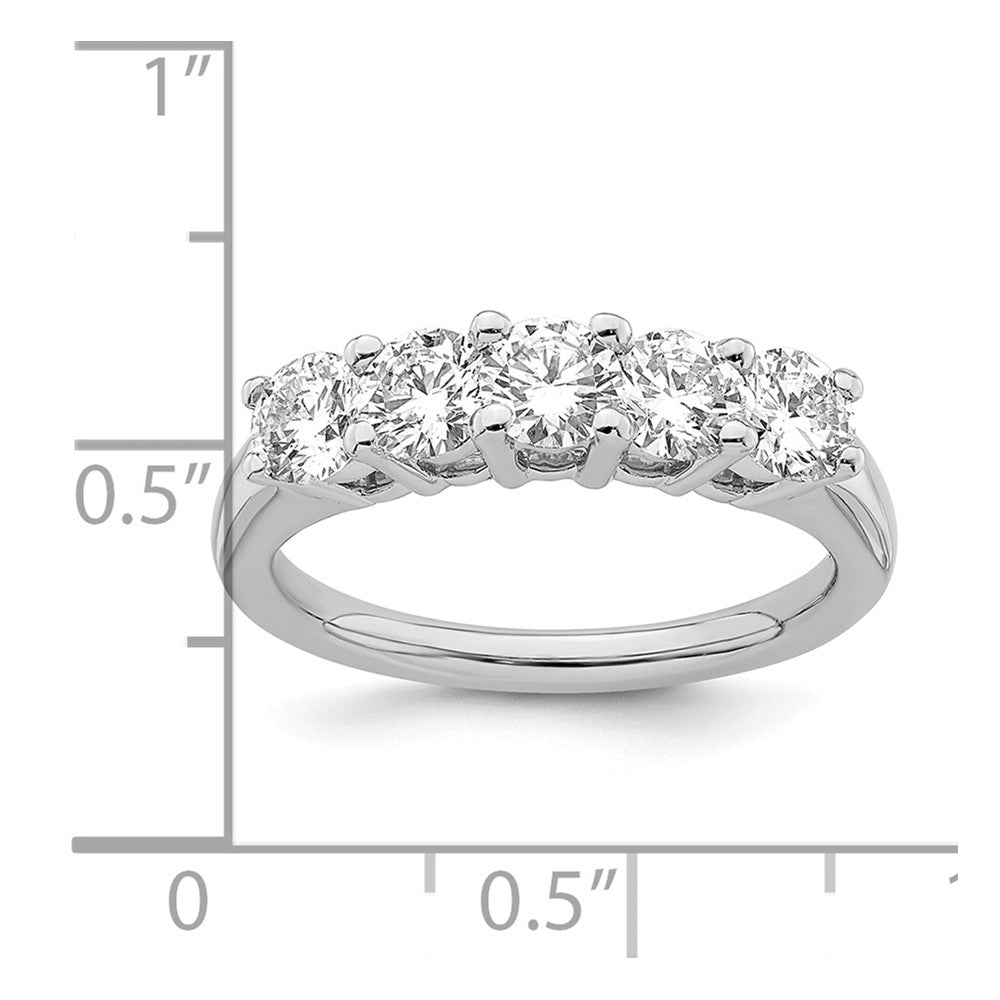 14K White Gold 5-Stone Shared Prong (Holds 5-4.3mm Round) Diamond Band Mounting