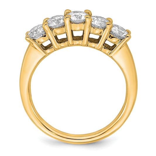 14K Yellow Gold 5-Stone Shared Prong (Holds 5-4.3mm Round) Diamond Band Mounting