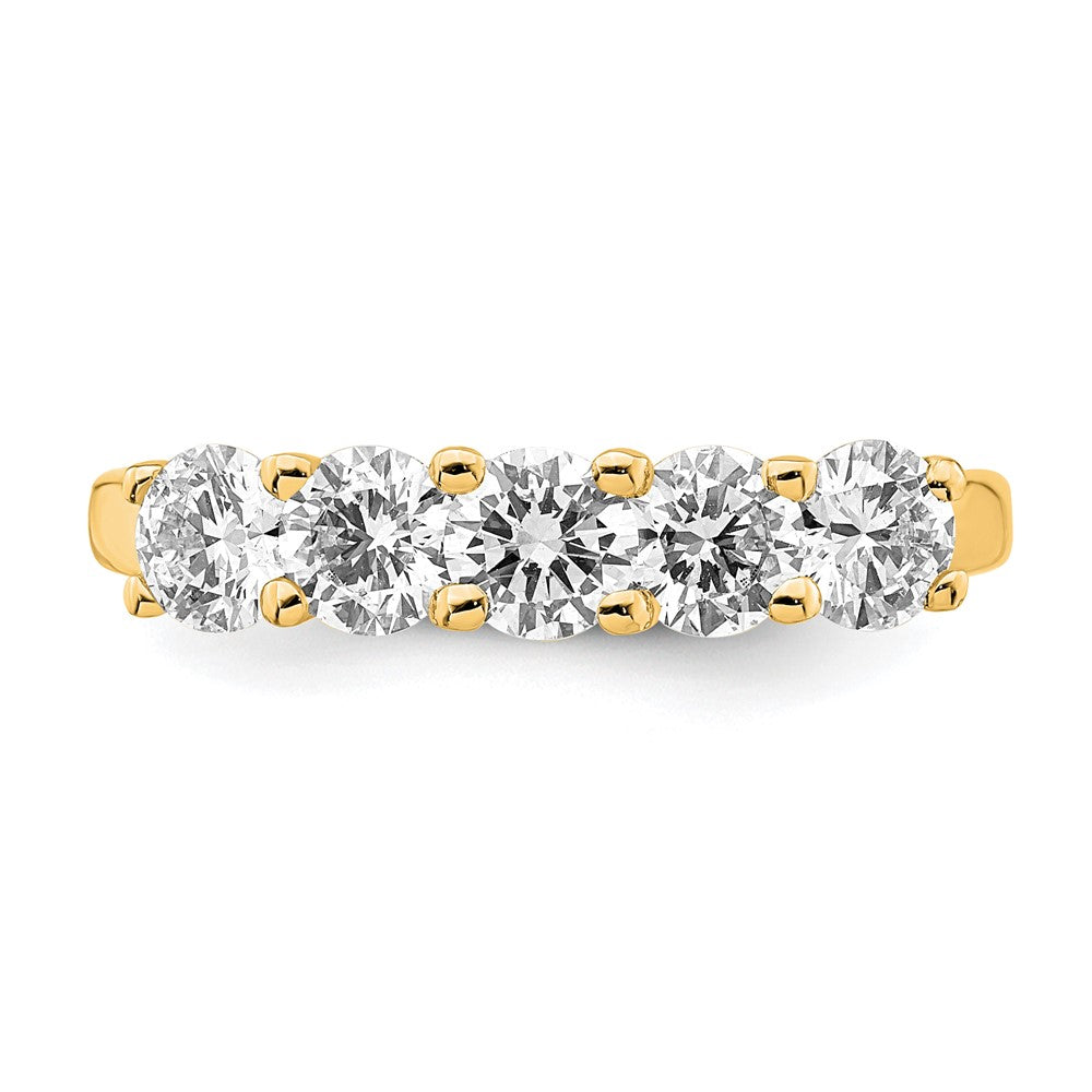 14K Yellow Gold 5-Stone Shared Prong (Holds 5-4.3mm Round) Diamond Band Mounting