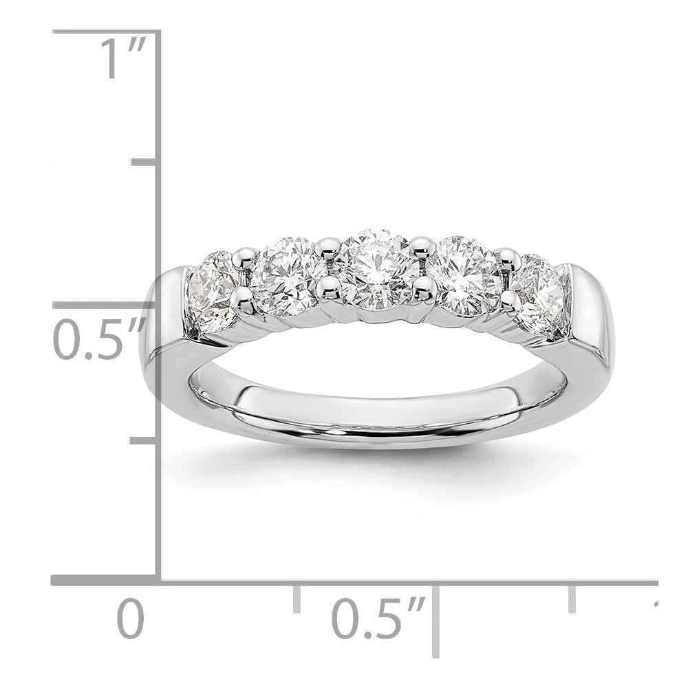 14K White Gold 5-Stone Shared Prong (Holds 5-4.1mm Round) Diamond Band Mounting