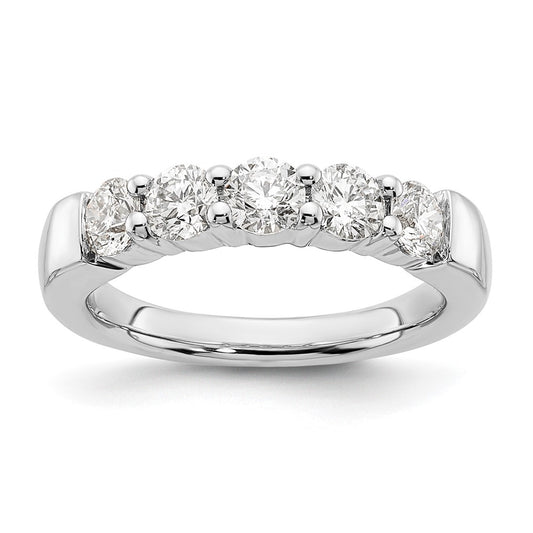 14K White Gold 5-Stone Shared Prong (Holds 5-4.1mm Round) Diamond Band Mounting