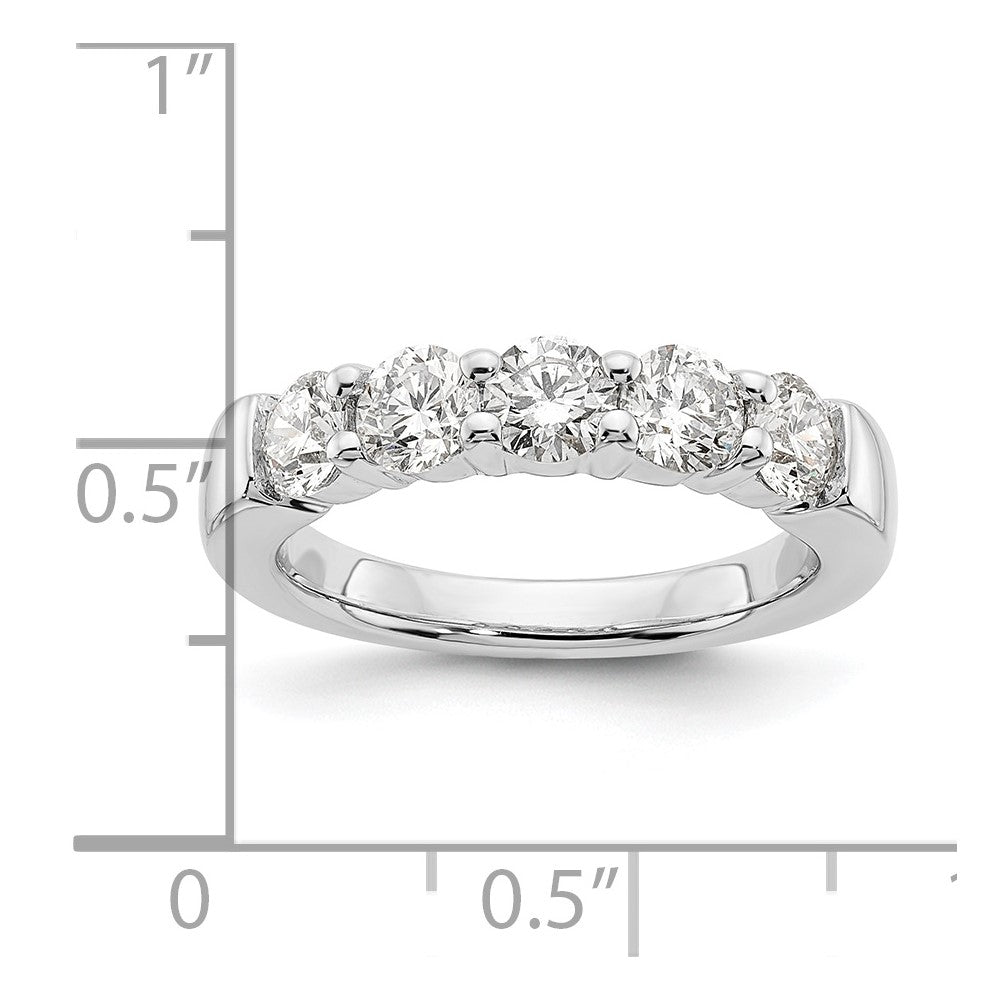 14K White Gold 5-Stone Shared Prong (Holds 5-4.3mm Round) Diamond Band Mounting