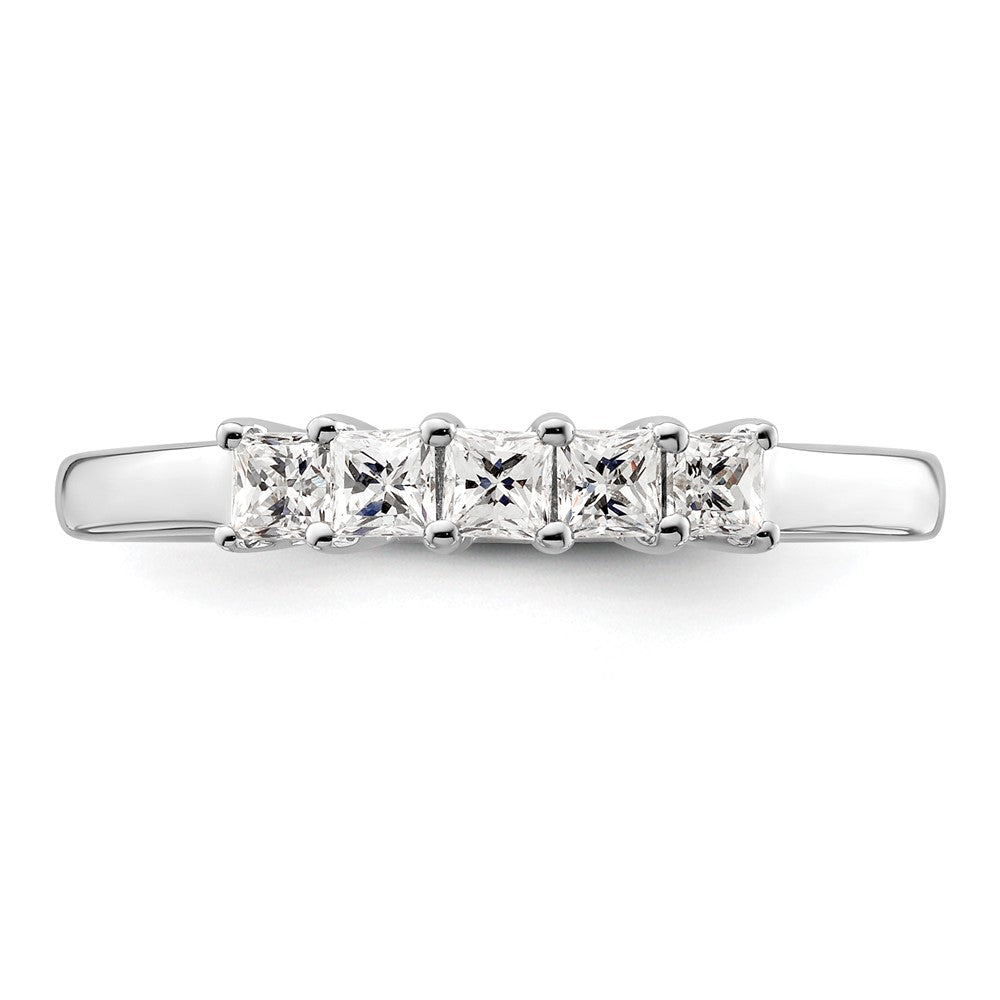 14K White Gold 5-Stone Shared Prong (Holds 5-2.5mm Princess) Diamond Band Mounting