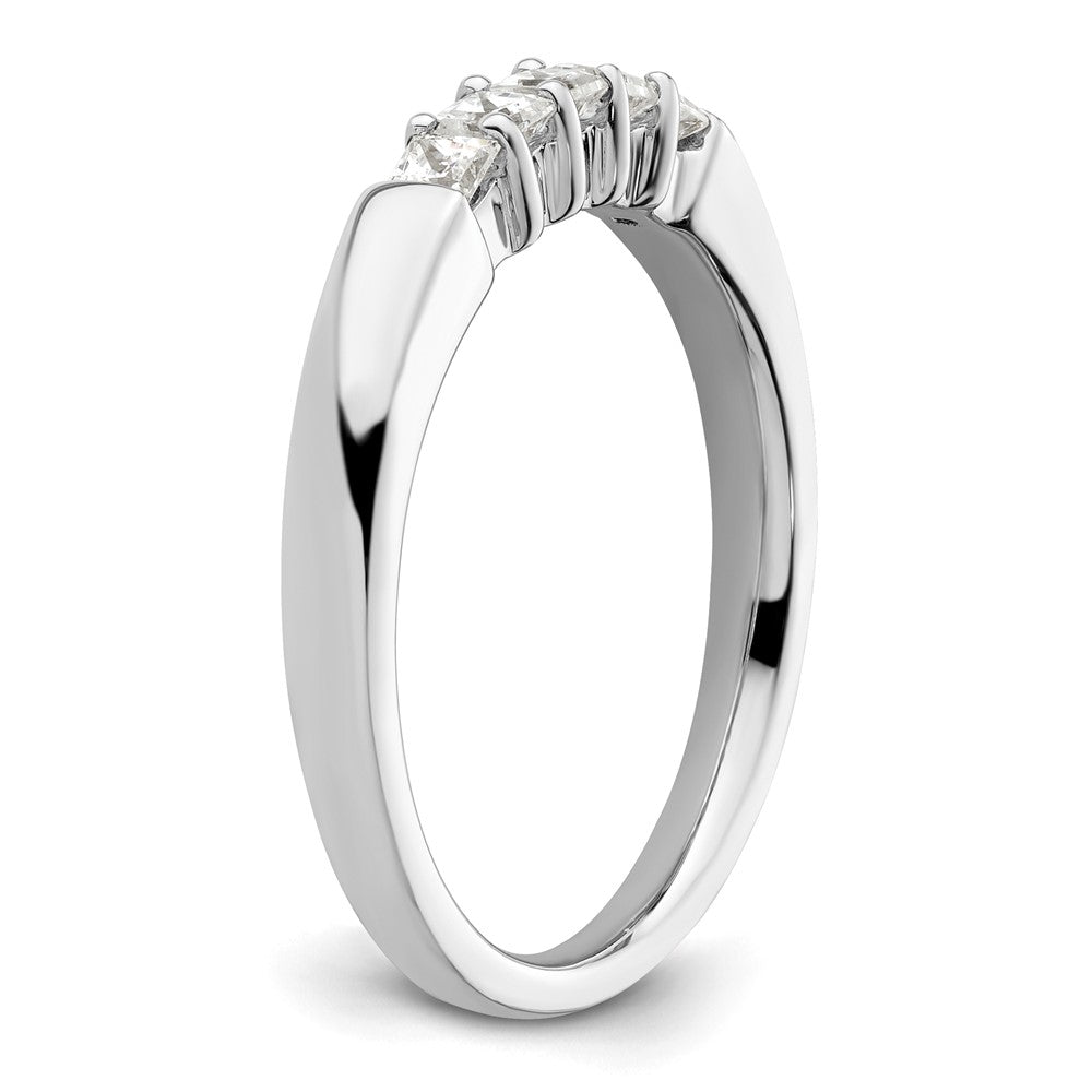 14K White Gold 5-Stone Shared Prong (Holds 5-2.2mm Princess) Diamond Band Mounting