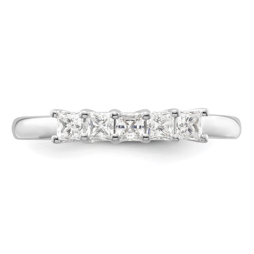 14K White Gold 5-Stone Shared Prong (Holds 5-2.5mm Princess) Diamond Band Mounting