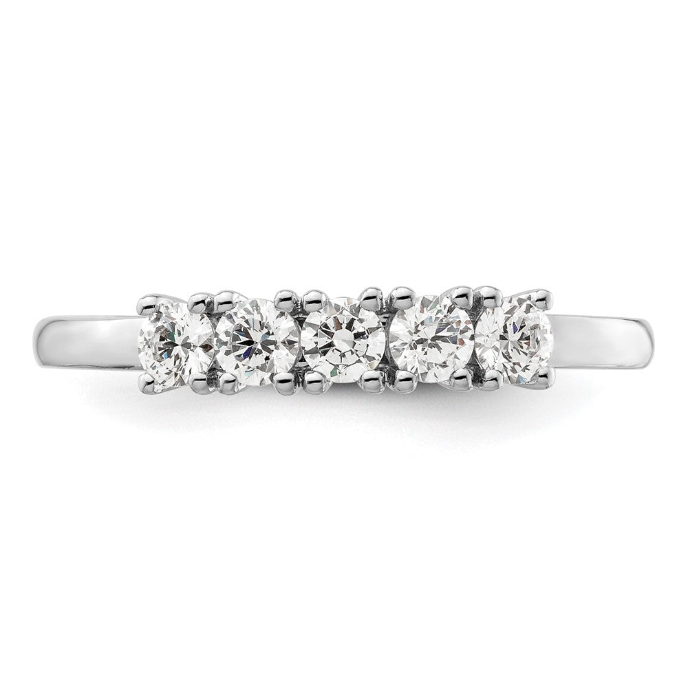 14K White Gold 5-Stone Prong-Set 1/2 carat Round Complete Diamond Band