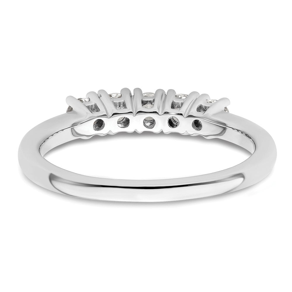 14K White Gold 5-Stone Prong-Set 1/2 carat Round Complete Diamond Band