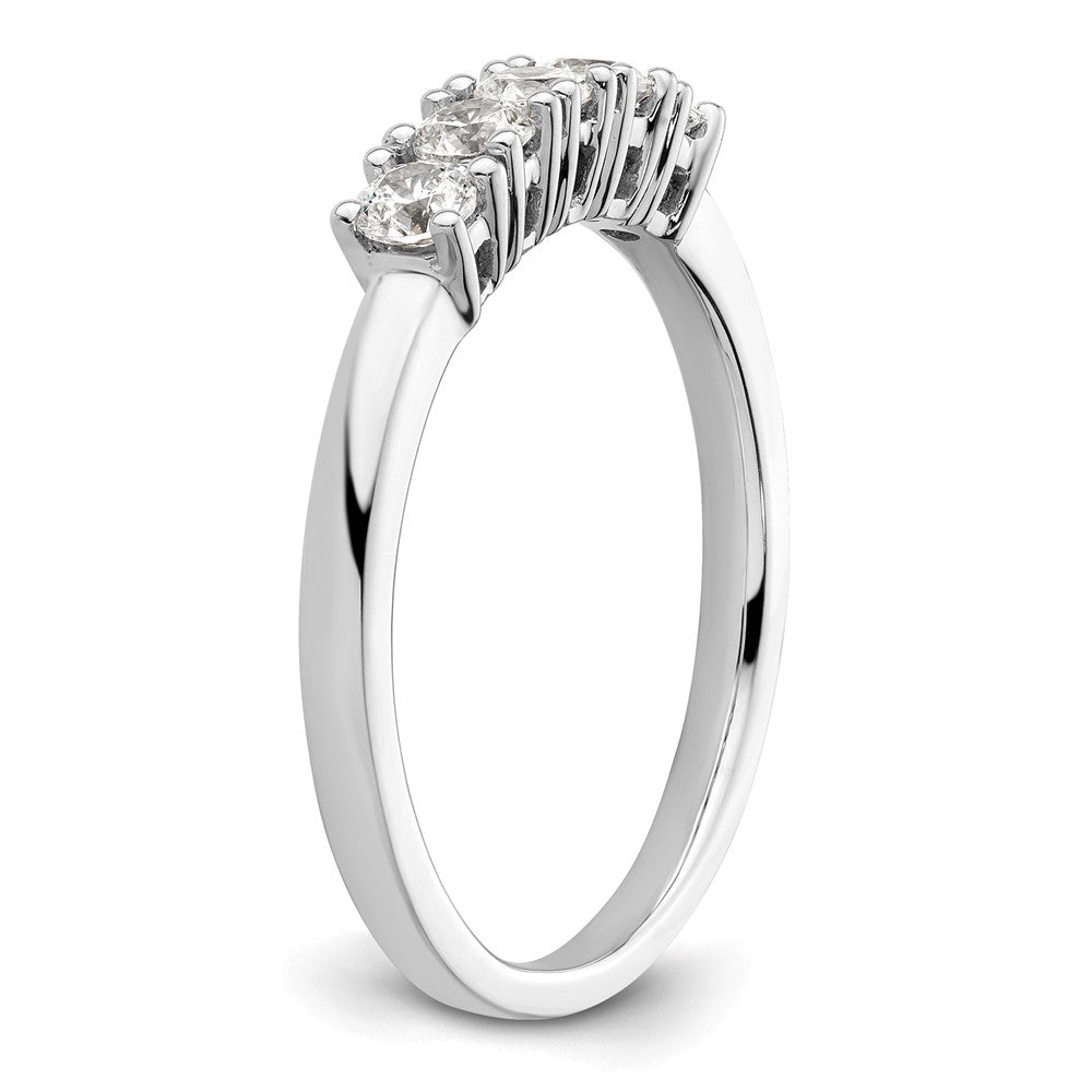 14K White Gold 5-Stone Prong-Set 1/2 carat Round Complete Diamond Band