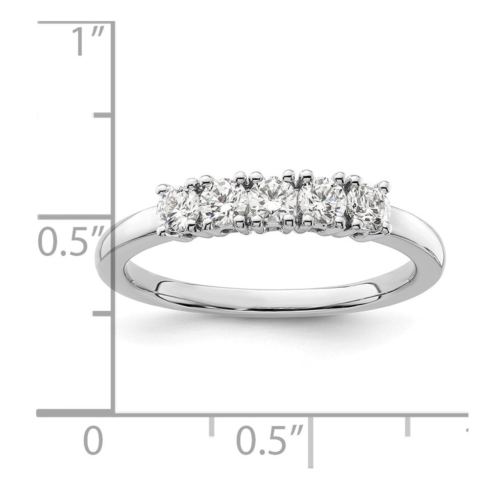 14K White Gold 5-Stone Prong-Set 1/2 carat Round Complete Diamond Band
