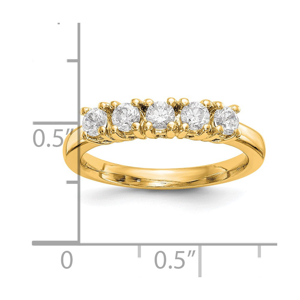 14K Yellow Gold 5-Stone Prong-Set (Holds 5-3.8mm Round) Diamond Band Mounting