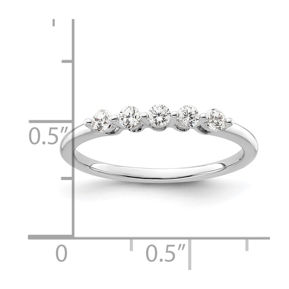 14K White Gold 5-Stone Shared Prong (Holds 5-2.3mm Round) Diamond Band Mounting