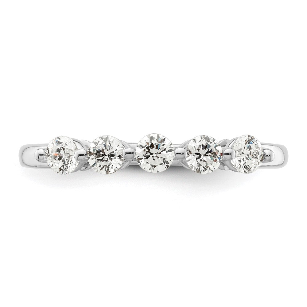 14K White Gold 5-Stone Shared Prong (Holds 5-2.9mm Round) Diamond Band Mounting