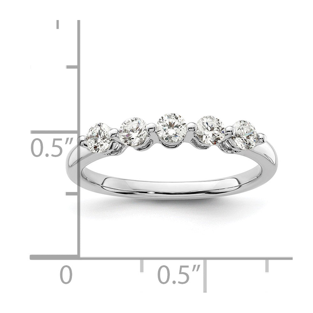 14K White Gold 5-Stone Shared Prong (Holds 5-2.9mm Round) Diamond Band Mounting