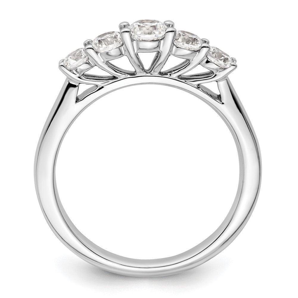 14K White Gold 5-Stone Shared Prong (Holds 1-3.9, 2-3.4, 2-3.1mm Round) Diamond Band Mounting