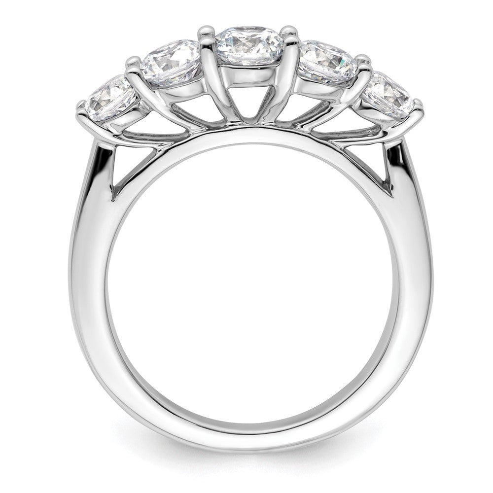 14K White Gold 5-Stone Shared Prong (Holds 1-4.8, 2-4.4, 2-4.0mm Round) Diamond Band Mounting