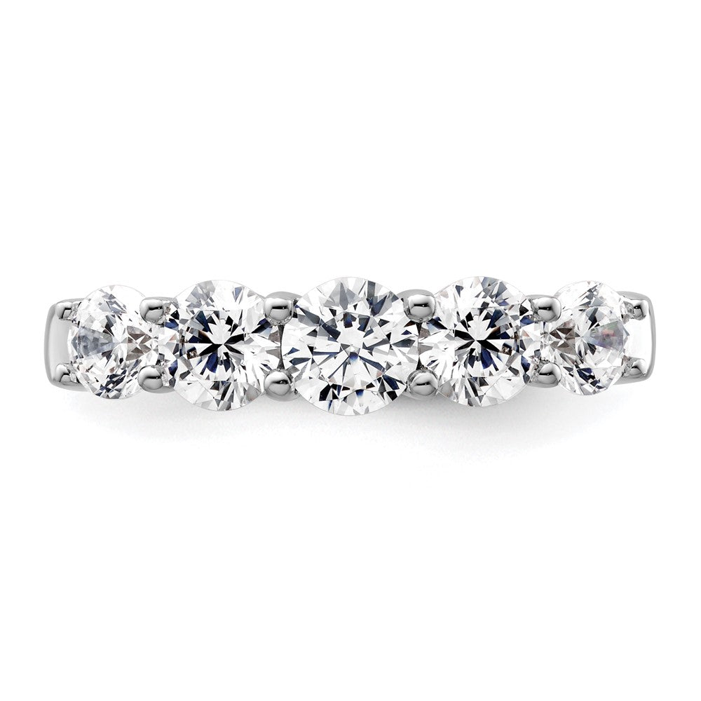 14K White Gold 5-Stone Shared Prong (Holds 1-4.8, 2-4.4, 2-4.0mm Round) Diamond Band Mounting