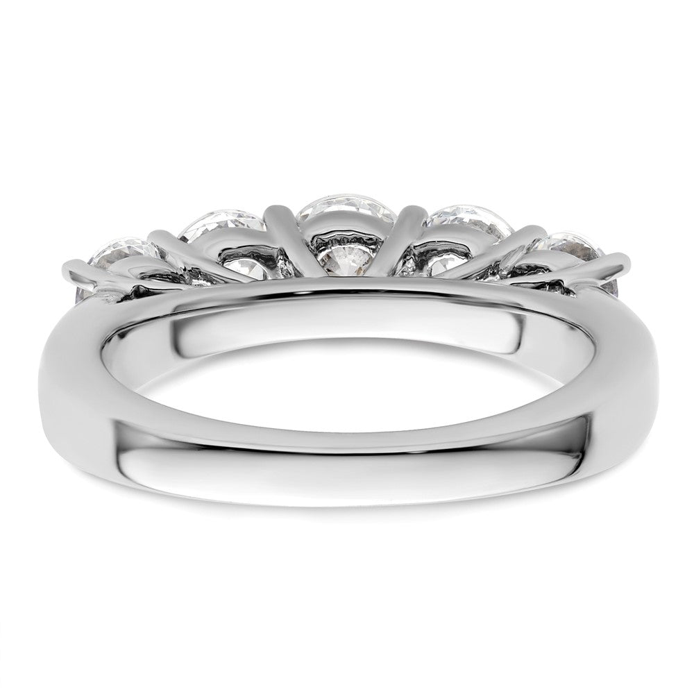 14K White Gold 5-Stone Shared Prong (Holds 1-4.8, 2-4.4, 2-4.0mm Round) Diamond Band Mounting