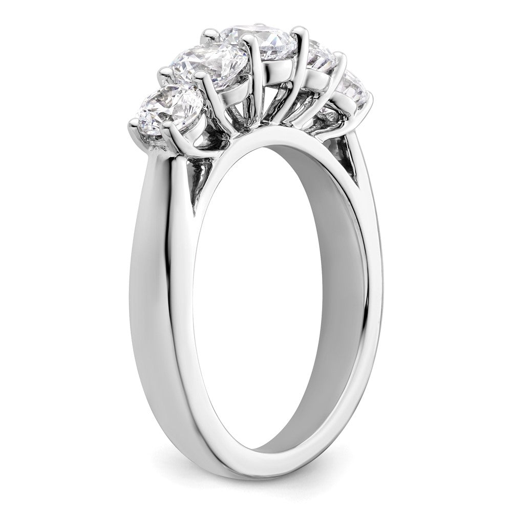 14K White Gold 5-Stone Shared Prong (Holds 1-4.8, 2-4.4, 2-4.0mm Round) Diamond Band Mounting