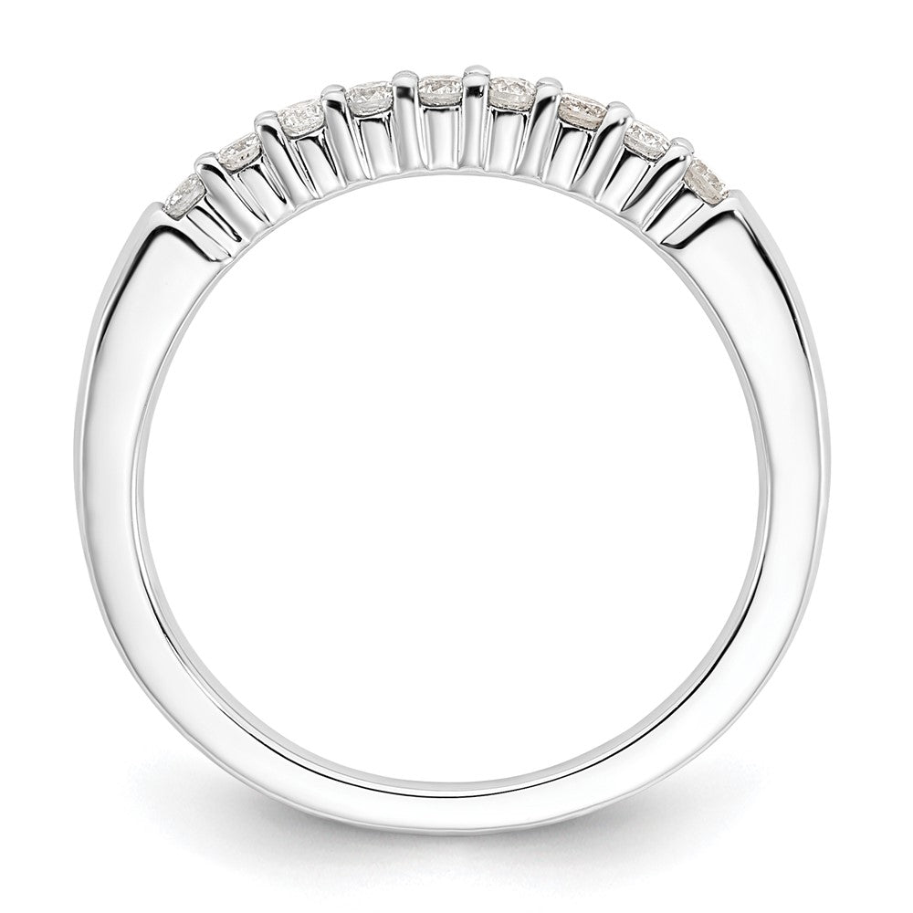 14K White Gold 9-Stone Shared Prong 1/5 carat Complete Round Diamond Band