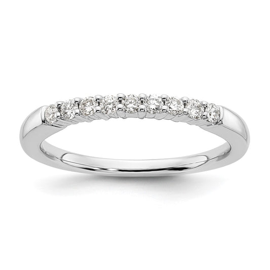 14K White Gold 9-Stone Shared Prong 1/5 carat Complete Round Diamond Band