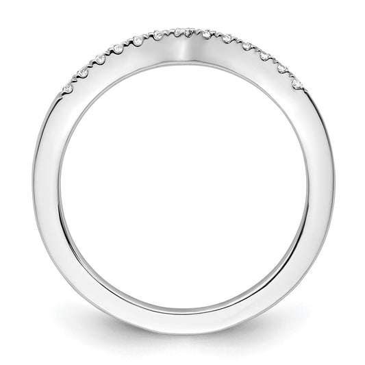 14k White Gold 1/6 carat Diamond Contoured Complete Wedding Band