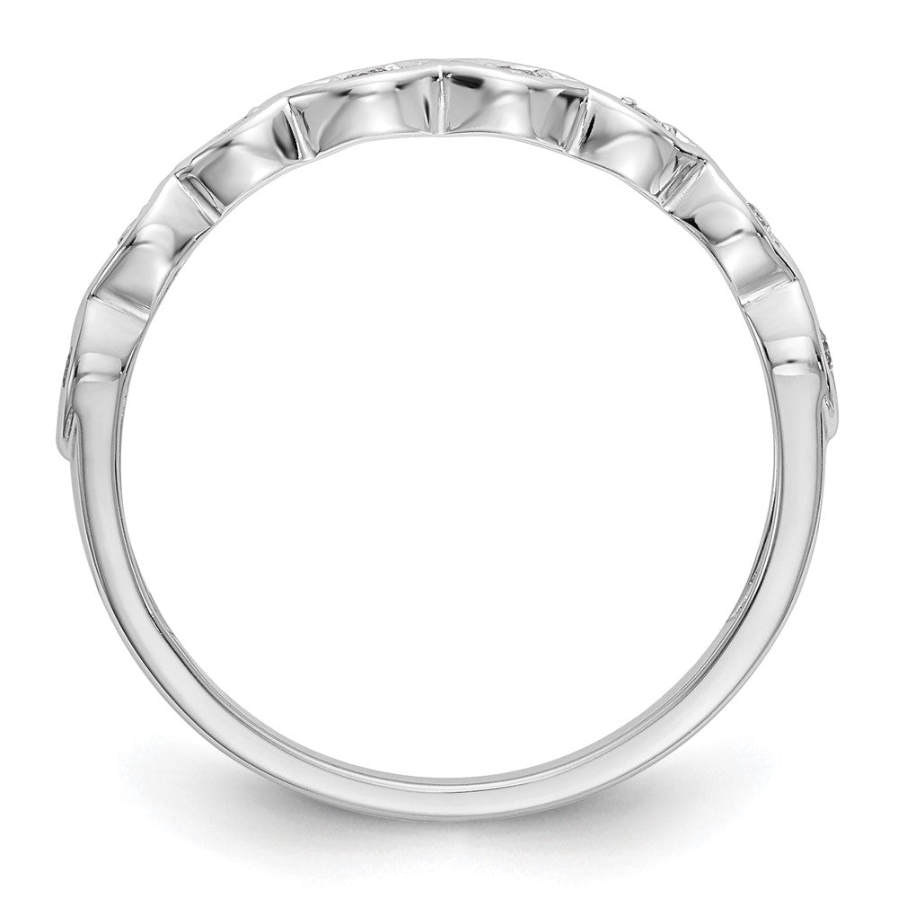 14K White Gold 1/15 carat Diamond Contoured Complete Wedding Band