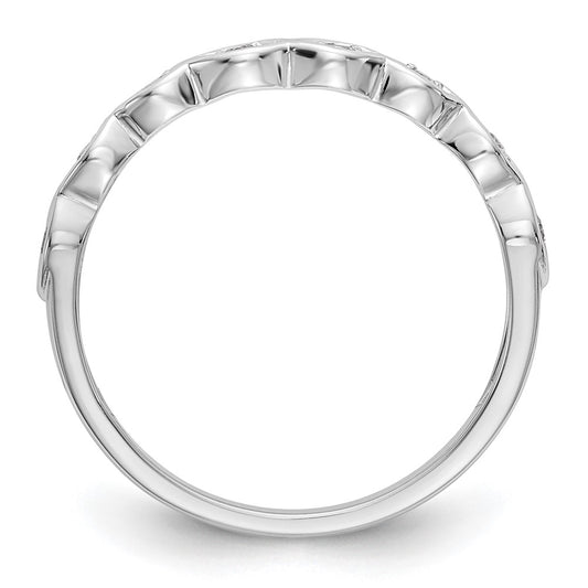 14K White Gold 1/15 carat Diamond Contoured Complete Wedding Band