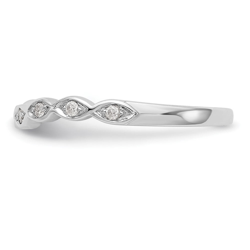 14K White Gold 1/15 carat Diamond Contoured Complete Wedding Band