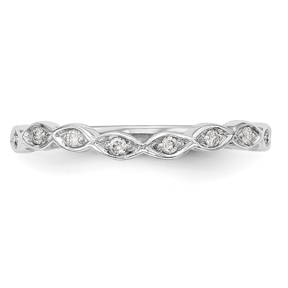 14K White Gold 1/15 carat Diamond Contoured Complete Wedding Band