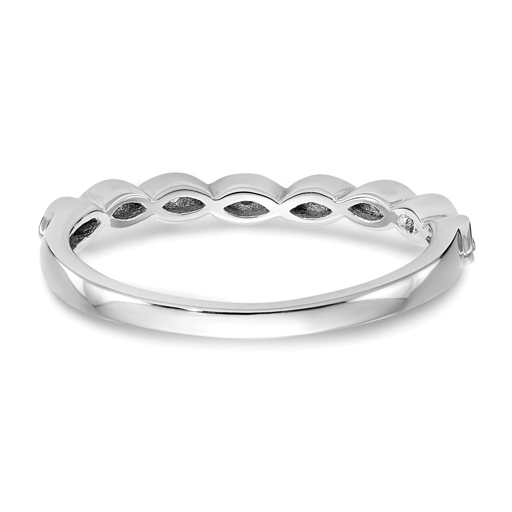 14K White Gold 1/15 carat Diamond Contoured Complete Wedding Band