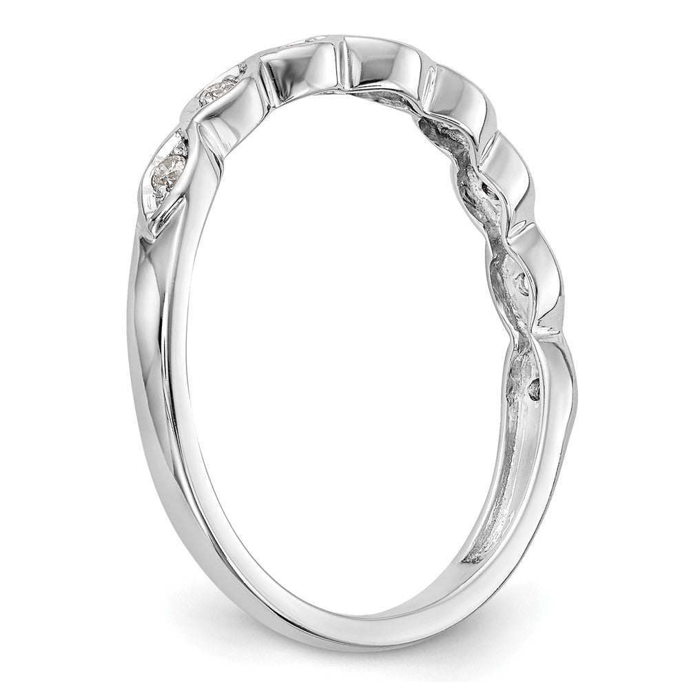 14K White Gold 1/15 carat Diamond Contoured Complete Wedding Band