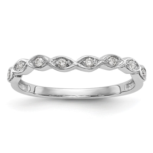 14K White Gold 1/15 carat Diamond Contoured Complete Wedding Band