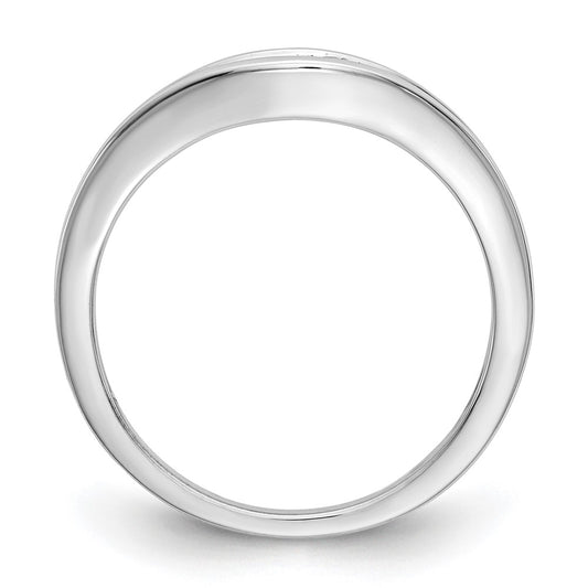 14k White Gold Channel-set 1/5 carat Diamond Contoured Complete Wedding Band
