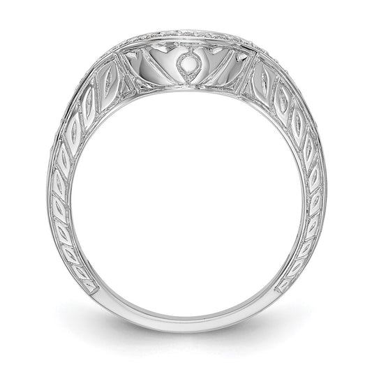 14K White Gold 1/8 carat Diamond Contoured Complete Wedding Band