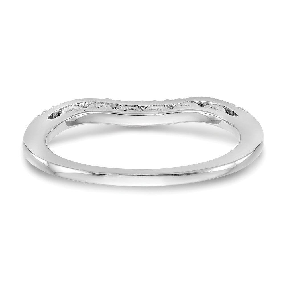 14K White Gold 1/15 carat Diamond Contoured Complete Wedding Band