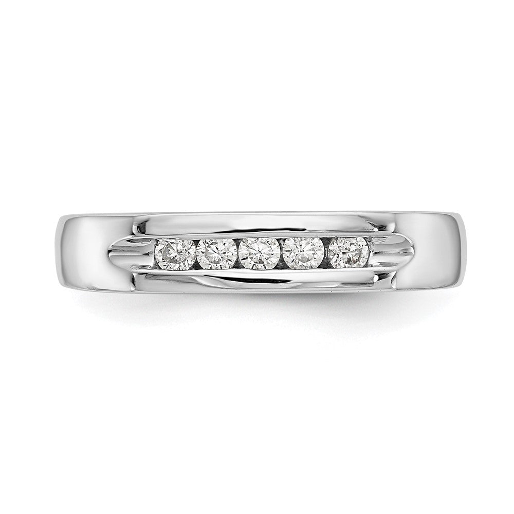 14K White Gold 5-Stone (Holds 5-2.1mm Round) Open Channel Band Mounting