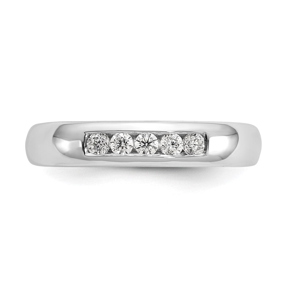 14K White Gold 5-Stone 1/5 carat Round Diamond Complete Channel Band