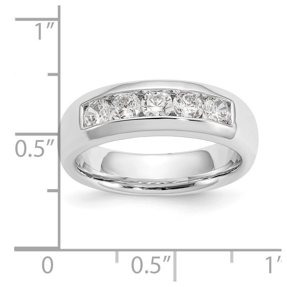 14K White Gold 5-Stone (Holds 5-3.4mm Round) Closed Channel Band Mounting