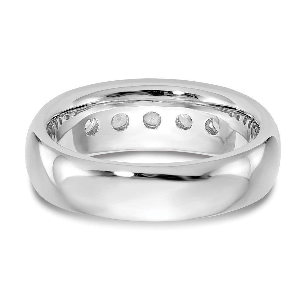14K White Gold 5-Stone (Holds 5-3.4mm Round) Open Channel Band Mounting