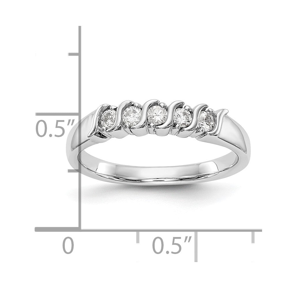 14K White Gold 5-Stone Prong-set (Holds 5-2.2mm Round) Diamond Band Mounting