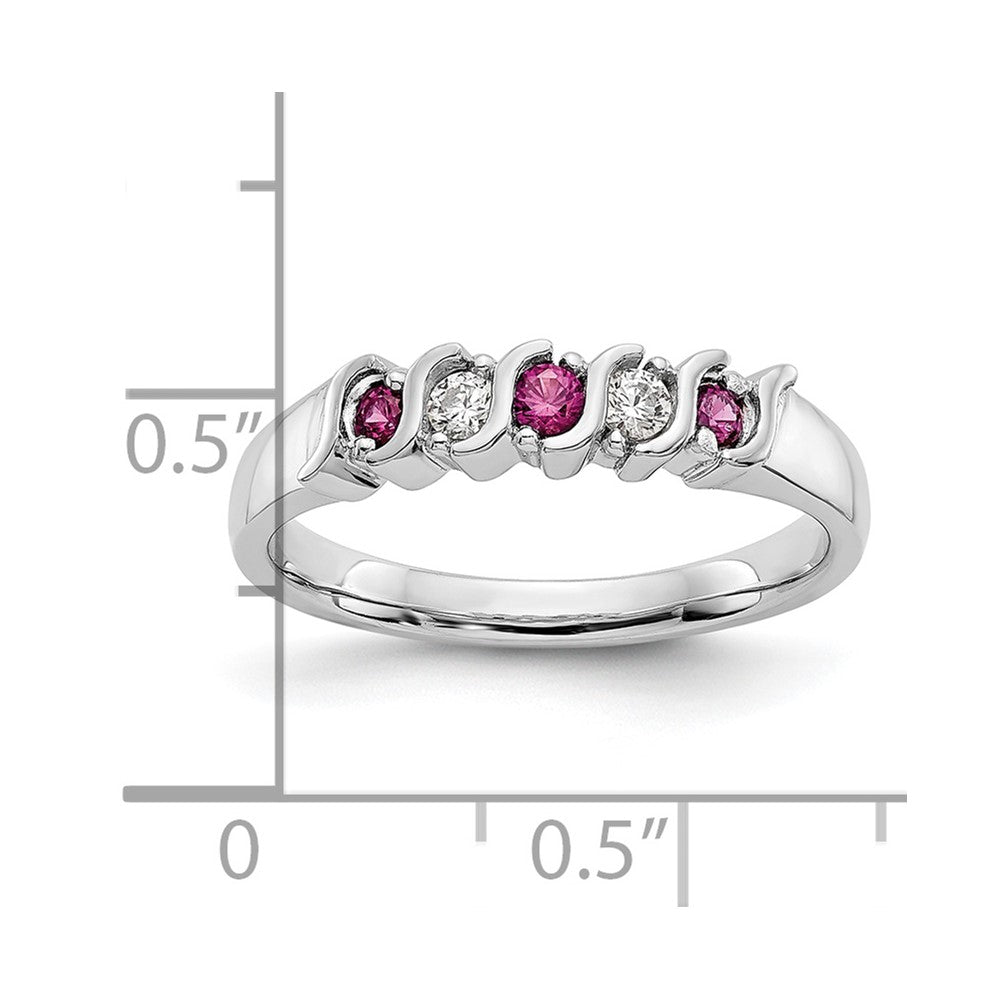 10k White Gold Diamond w/Ruby Band