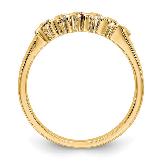 10k Yellow Gold 1/10 carat Diamond and Ruby 5-Stone Band