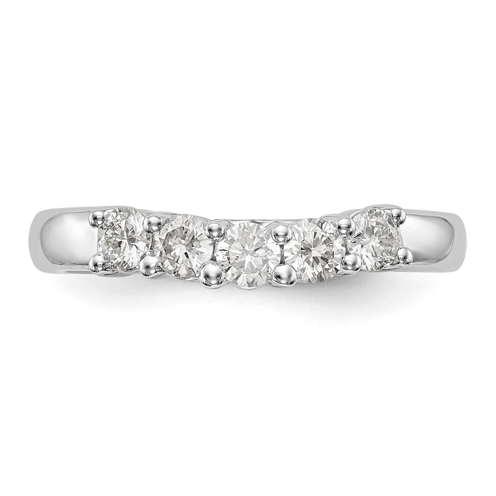 14K White Gold 5-Stone Shared Prong 1/2 carat Round Complete Diamond Band